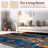 Ultra Soft Area Rug, Non Slip, Stain Resistant, Washable Area Rugs for Living Room, Bedroom, Artful Minimalist Tiger Design(Blue)