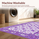 Ultra Soft Area Rug, Non Slip, Stain Resistant, Washable Area Rugs for Living Room, Bedroom, Lavender Vintage Floral Elegance(Purple)