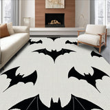 Ultra Soft Area Rug, Non Slip, Stain Resistant, Washable Area Rugs for Living Room, Bedroom, Witchy Bat Shape Bedroom Spooky Decor Mat(Black)