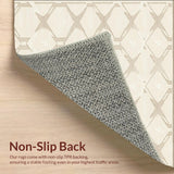Ultra Soft Area Rug, Non Slip, Stain Resistant, Washable Area Rugs for Living Room, Bedroom, Atlas Trellis Area with Subtle Diamond Lattice and Neutral Hues(Beige)