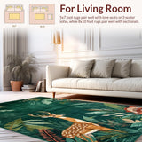 Ultra Soft Area Rug, Non Slip, Stain Resistant, Washable Area Rugs for Living Room, Bedroom, Abstract Earthy Animal Motif(Green)