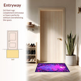 Ultra Soft Area Rug, Non Slip, Stain Resistant, Washable Area Rugs for Living Room, Bedroom, Whimsical Butterfly Moonlit Artwork(Purple)
