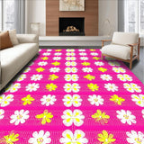 Ultra Soft Area Rug, Non Slip, Stain Resistant, Washable Area Rugs for Living Room, Bedroom, Playful Bright Color Blossom Design(Pink)