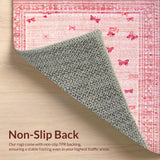 Ultra Soft Area Rug, Non Slip, Stain Resistant, Washable Area Rugs for Living Room, Bedroom, Lovely Pink Bow Pattern Carpet for Whimsical Decor(Pink)