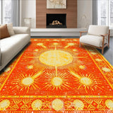 Ultra Soft Area Rug, Non Slip, Stain Resistant, Washable Area Rugs for Living Room, Bedroom, Vibrant Sunburst Abstract Design(Orange)