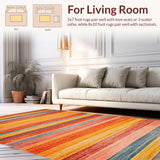 Ultra Soft Area Rug, Non Slip, Stain Resistant, Washable Area Rugs for Living Room, Bedroom, Vibrant Tufted Rainbow Aesthetic(Orange)