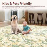 Ultra Soft Area Rug, Non Slip, Stain Resistant, Washable Area Rugs for Living Room, Bedroom, Area with Beige and Sage Green Vintage Floral(Beige)
