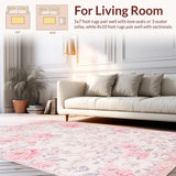Ultra Soft Area Rug, Non Slip, Stain Resistant, Washable Area Rugs for Living Room, Bedroom, Charming Soft Pink Floral Aesthetic(Pink)