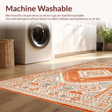 Ultra Soft Area Rug, Non Slip, Stain Resistant, Washable Area Rugs for Living Room, Bedroom, Classic Striped Rustic Charm(Orange)
