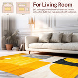Ultra Soft Area Rug, Non Slip, Stain Resistant, Washable Area Rugs for Living Room, Bedroom, Chic Geometric Yellow Grey Fusion(Yellow)