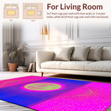 Ultra Soft Area Rug, Non Slip, Stain Resistant, Washable Area Rugs for Living Room, Bedroom, Bold Galactic Whimsical Pattern(Pink)