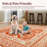 Ultra Soft Area Rug, Non Slip, Stain Resistant, Washable Area Rugs for Living Room, Bedroom, Hand-Woven Artisanal Bedroom Meditation Space Carpet(Orange)