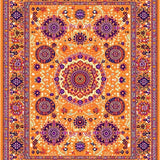 Ultra Soft Area Rug, Non Slip, Stain Resistant, Washable Area Rugs for Living Room, Bedroom, Elegant Multicolor Ethnic Motif(Orange)