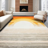 Ultra Soft Area Rug, Non Slip, Stain Resistant, Washable Area Rugs for Living Room, Bedroom, Whimsical Sunburst Gradient Art(Orange)