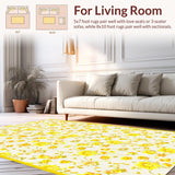 Ultra Soft Area Rug, Non Slip, Stain Resistant, Washable Area Rugs for Living Room, Bedroom, Delightful Petal Inspired Design(Yellow)