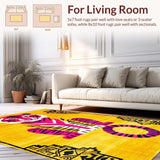 Ultra Soft Area Rug, Non Slip, Stain Resistant, Washable Area Rugs for Living Room, Bedroom, Chic Abstract Animal Motif(Yellow)