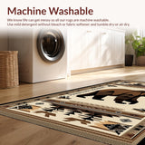Ultra Soft Area Rug, Non Slip, Stain Resistant, Washable Area Rugs for Living Room, Bedroom, Rustic Wildlife Bear Motif(Brown)