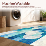 Ultra Soft Area Rug, Non Slip, Stain Resistant, Washable Area Rugs for Living Room, Bedroom, Chic Scallops Ribbon Artistic Bow Modern Curved Detailing(Blue)
