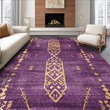 Ultra Soft Area Rug, Non Slip, Stain Resistant, Washable Area Rugs for Living Room, Bedroom, Charming Distressed Geometric Flair(Purple)