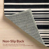 Ultra Soft Area Rug, Non Slip, Stain Resistant, Washable Area Rugs for Living Room, Bedroom, Modern Geometric Striped Area Rug for Entryway and Porch(Black)