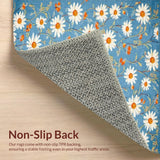 Ultra Soft Area Rug, Non Slip, Stain Resistant, Washable Area Rugs for Living Room, Bedroom, Charming Floral Motif in Pastel(Blue)