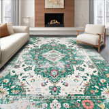 Ultra Soft Area Rug, Non Slip, Stain Resistant, Washable Area Rugs for Living Room, Bedroom, Chic Distressed Geometric Elements(White)