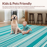 Ultra Soft Area Rug, Non Slip, Stain Resistant, Washable Area Rugs for Living Room, Bedroom, Chic Teal Contemporary Pattern(Blue)
