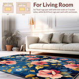 Ultra Soft Area Rug, Non Slip, Stain Resistant, Washable Area Rugs for Living Room, Bedroom, Bright Whimsical Abstract Composition(Blue)