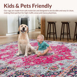 Ultra Soft Area Rug, Non Slip, Stain Resistant, Washable Area Rugs for Living Room, Bedroom, Elegant Soft Pink Lattice Design(Pink)