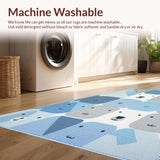 Ultra Soft Area Rug, Non Slip, Stain Resistant, Washable Area Rugs for Living Room, Bedroom, Adorable Bear Print Decor(Blue)