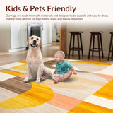 Modern Abstract Tan Beige Yellow Geometric Bathroom Floor Mat(Yellow)