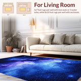 Ultra Soft Area Rug, Non Slip, Stain Resistant, Washable Area Rugs for Living Room, Bedroom, Starry Dreamscape Abstract Vision(Blue)