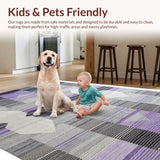 Ultra Soft Area Rug, Non Slip, Stain Resistant, Washable Area Rugs for Living Room, Bedroom, Transitional Grey Lavender Trellis Art(Purple)