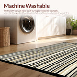 Black and Beige Striped Area with Chic Geometric for Decor(Beige)