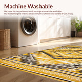 Ultra Soft Area Rug, Non Slip, Stain Resistant, Washable Area Rugs for Living Room, Bedroom, Sophisticated Geometric Trellis Style(Yellow)