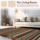 Ultra Soft Area Rug, Non Slip, Stain Resistant, Washable Area Rugs for Living Room, Bedroom, Bold Symmetrical Medallion Style(Brown)