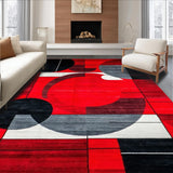 Ultra Soft Area Rug, Non Slip, Stain Resistant, Washable Area Rugs for Living Room, Bedroom, Energetic Red and Gray Patterns(Red)