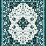 Ultra Soft Area Rug, Non Slip, Stain Resistant, Washable Area Rugs for Living Room, Bedroom, Teal Marble Boho(Blue)