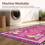 Ultra Soft Area Rug, Non Slip, Stain Resistant, Washable Area Rugs for Living Room, Bedroom, Chic Vivid Western Graphic Motif(Pink)
