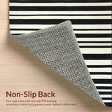 Ultra Soft Area Rug, Non Slip, Stain Resistant, Washable Area Rugs for Living Room, Bedroom, Modern Entry Carpet Bold Striped Design Indoor Outdoor Rug(Black)