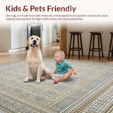 Ultra Soft Area Rug, Non Slip, Stain Resistant, Washable Area Rugs for Living Room, Bedroom, Stylish Bordered for Patios in Grey and Brown(Gray)