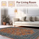 Ultra Soft Area Rug, Non Slip, Stain Resistant, Washable Area Rugs for Living Room, Bedroom, Timeless Blue and Brown Harmony(Brown)