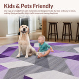 Ultra Soft Area Rug, Non Slip, Stain Resistant, Washable Area Rugs for Living Room, Bedroom, Stylish Transitional Lattice Arrangement(Purple)