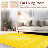 Ultra Soft Area Rug, Non Slip, Stain Resistant, Washable Area Rugs for Living Room, Bedroom, Sunny Yellow Circle Area for Homes Decorative Floor(Yellow)