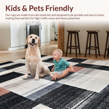 Ultra Soft Area Rug, Non Slip, Stain Resistant, Washable Area Rugs for Living Room, Bedroom, Classic Tiled Geometric Harmony(Gray)