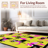 Ultra Soft Area Rug, Non Slip, Stain Resistant, Washable Area Rugs for Living Room, Bedroom, Bold Graphic Black Cat Print(Yellow)