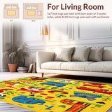 Ultra Soft Area Rug, Non Slip, Stain Resistant, Washable Area Rugs for Living Room, Bedroom, Counting Animals Educational Carpet for Children Room(Yellow)