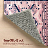 Ultra Soft Area Rug, Non Slip, Stain Resistant, Washable Area Rugs for Living Room, Bedroom, Chic Geometric Blush and Navy(Pink)