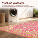 Ultra Soft Area Rug, Non Slip, Stain Resistant, Washable Area Rugs for Living Room, Bedroom, Rustic Ethnic Pattern Composition(Pink)