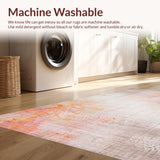 Ultra Soft Area Rug, Non Slip, Stain Resistant, Washable Area Rugs for Living Room, Bedroom, Blush and Pumpkin Rug with Abstract Floral Swirls(Ivory)